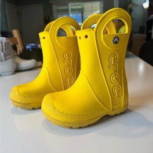 CROCS Kids Yellow Rain Boots Size C8